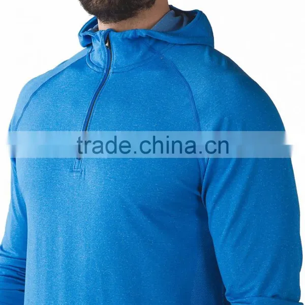 Wholesale Quick Dry Fabric Man Running Half Zip Pullover Hoodie photo-3
