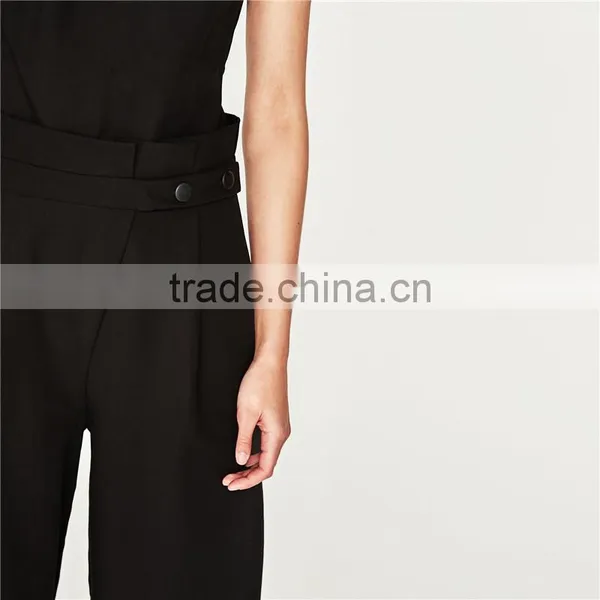 Cotton Sleeveless Long All Black Formal Jumpsuits and Rompers photo-6
