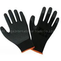 Black Latex 13G Black Polyester Safety Glove