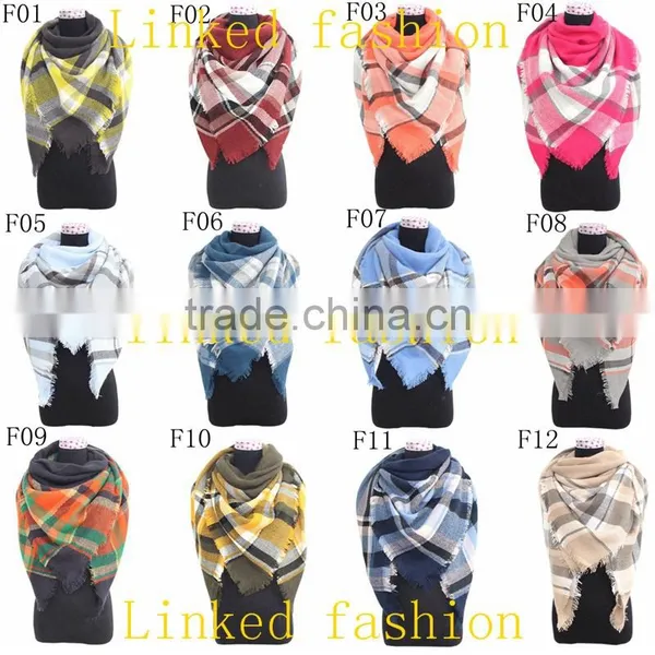 Women's Oversized Wool Blanket Tartan Scarf Shawl Stole Plaid Checked Pashmina photo-3