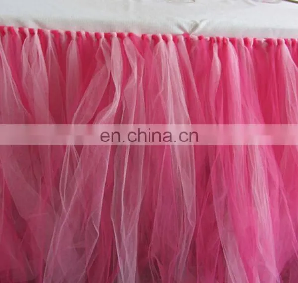 China Factory Wholesale Light Blue Tulle Wedding Hawaiian Table Skirt photo-4