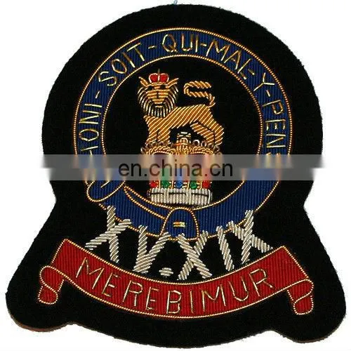 Hand Embroidered Bullion Wire Blazer Crest, Badge, Patch, Emblem, Insignia
