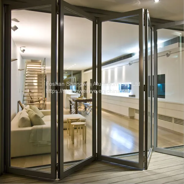 Gouble Glass Patio Accordion Aluminum Alloy Frame Folding Door With Insect Screen photo-5