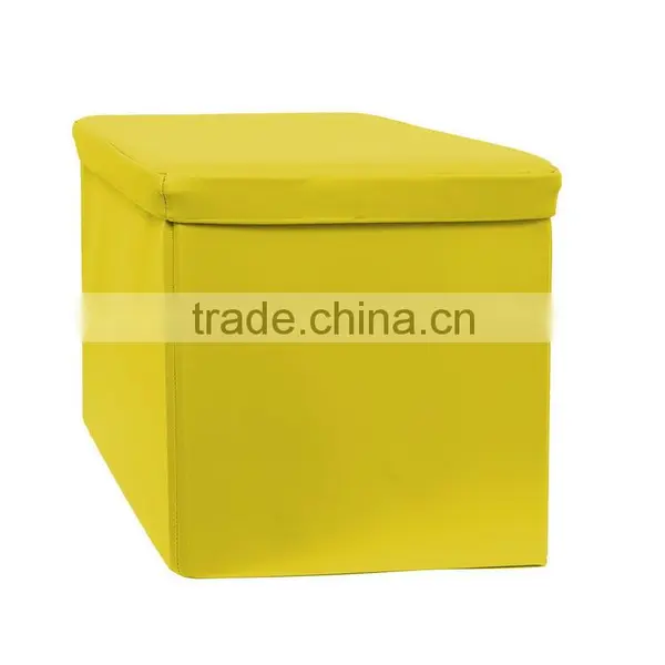 Kids Folding Storage Faux Leather Ottoman Stool photo-2