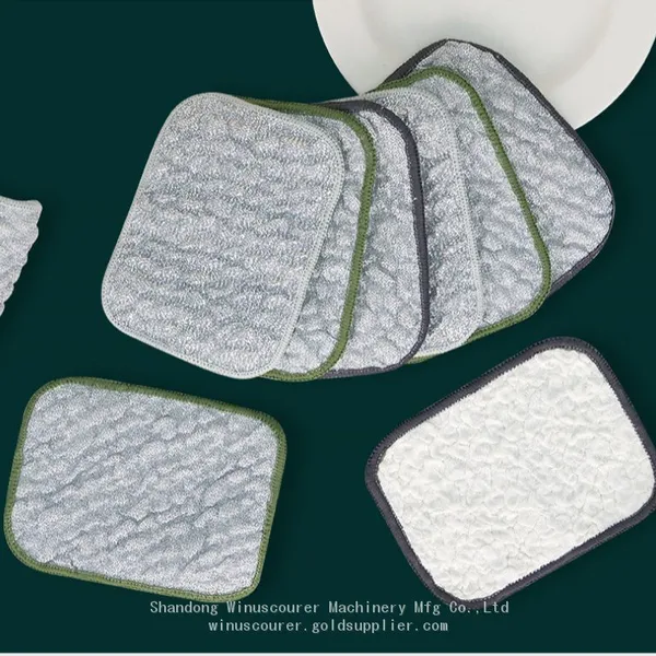 Kitchen Dishwashing Cloth Silver Thread Cotton Sponge Dish Washing Cloth photo-3