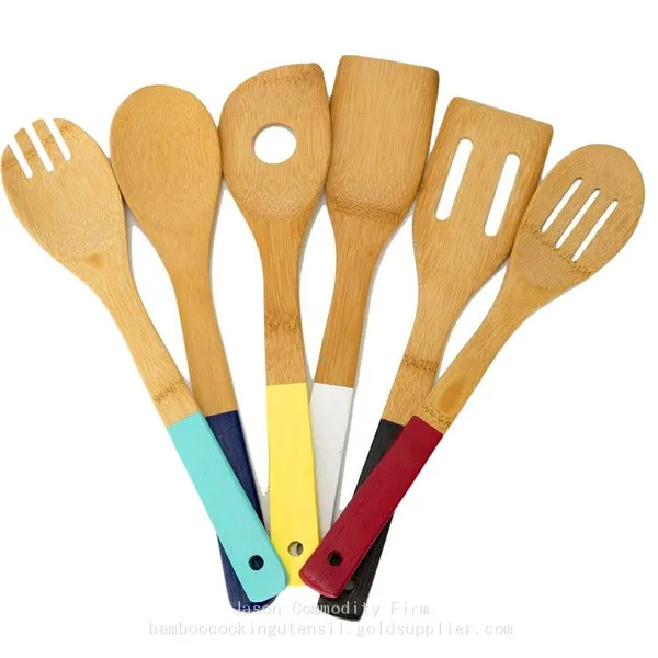 12inch Bamboo Kitchen Utensil Set With Tong.bamboo Wood Cooking Spoon Set Sale photo-3
