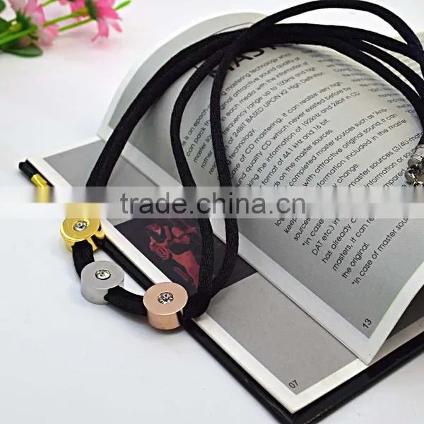 Stainless Steel Jewelry Set Black Nylon Rhinestone Latest Design Beads Necklace photo-5
