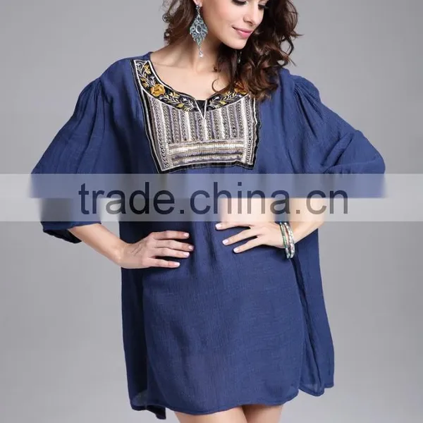 Ladies Large Size Neckline Beaded / Embroidered Blouse for Women photo-2