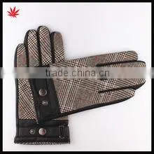Ladies Fashion Knitting Crochet Stitching Leather Gloves