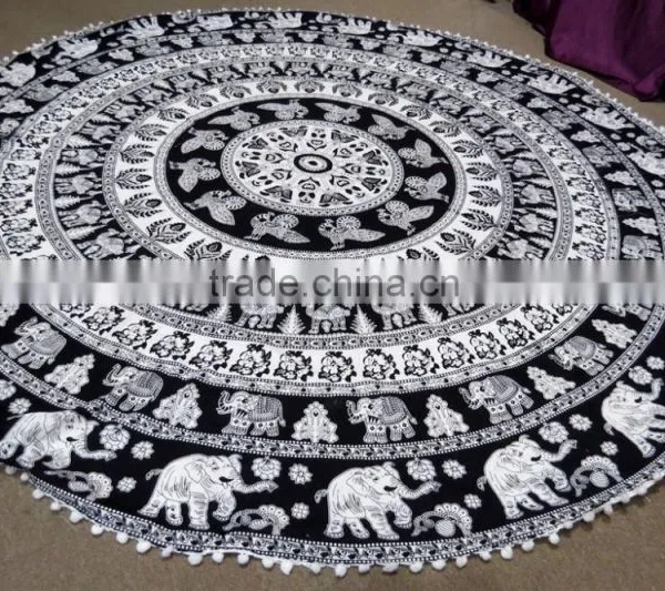 Mandala Beach Towel, Cotton Roundie Beach Towels Round Towels With Tassels photo-4
