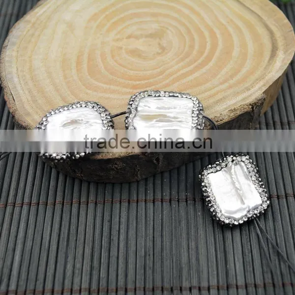 LFD-007B Druzy Pearl Pave Rhinestone Rectangle Connector Spacer Beads Diy Jewelry Finding photo-3
