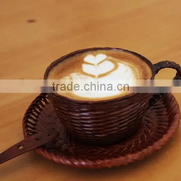Natural Bamboo Coffee Cup,all Hand Make,cup Set With Spoon and Lid photo-4
