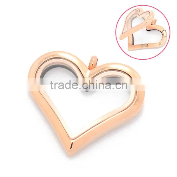 2015 Fashion Plain Heart Shaped Glass Photo Floating Locket,beautiful Stainless Steel Heart Floating Locket Pendants photo-3