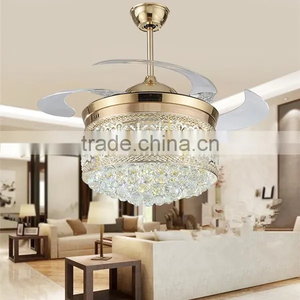 Modern Style 4PCS LED Ceiling Fan With Crystal Shade Contemporary-ceiling-fans photo-2
