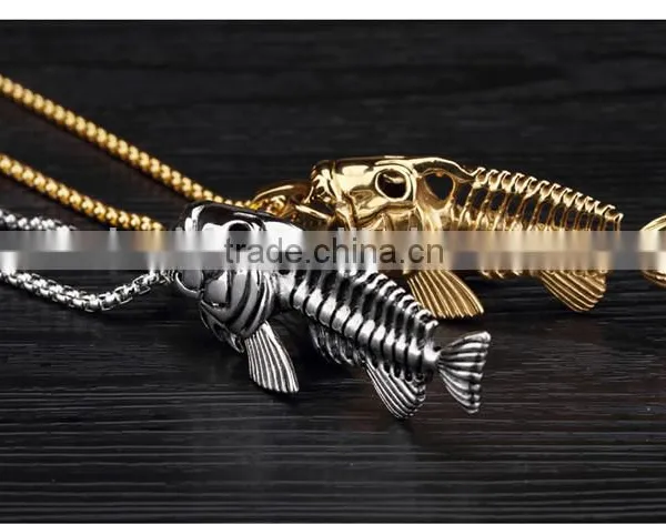 Stainless Steel Black Metal Jewelry Fish Necklace photo-3