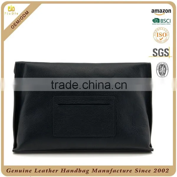 CSQJB163-001-fabric With Pebbled Cow Leather Men Clutch Waist Hand Bags photo-2