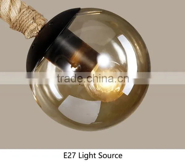Durable Metal Baking Finish Lamp Ceiling Plate Lighting Woven Hemp Rope Light photo-3