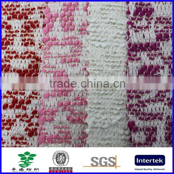 Thick Yarn Dyed Gold Lurex Yarn Polyester Chenille Jacquard Fabric
