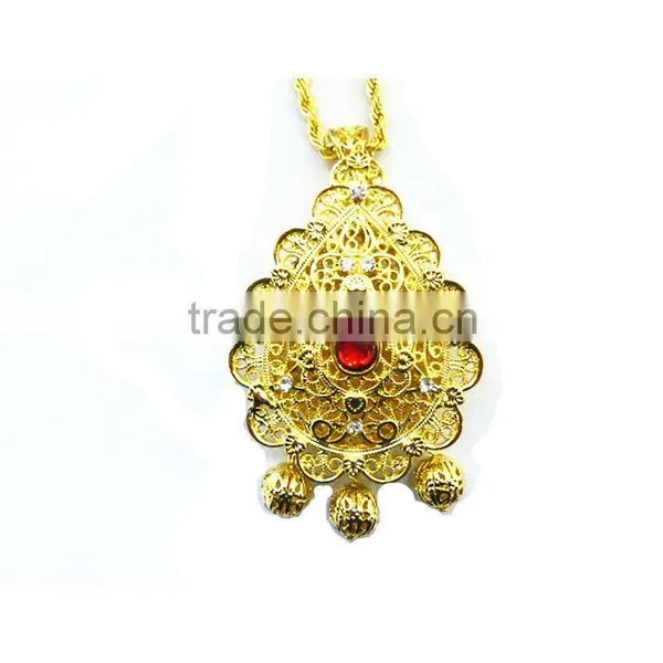 24kgp Islamic Pendant Ruby Necklace Men Necklace