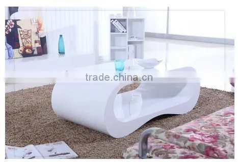 Elegant Shape Design Wooden White High Gloss Coffee Table,Tea Table photo-3