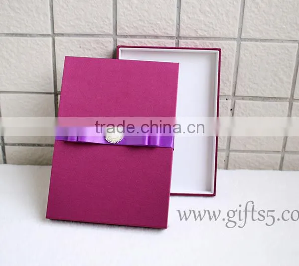 Elegant Burgundy Wedding Invitation Boxes With Pearl photo-5