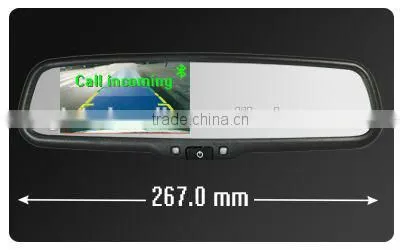 4.3 Inch Rearview Mirror Bluetooth Car Kit Auto-diming and Reverse Camera Display photo-3