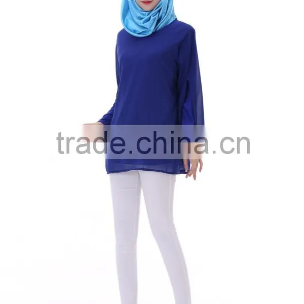 2016 Latest Design Chiffon Muslim Women Tops Islamic Tops Blouse photo-5