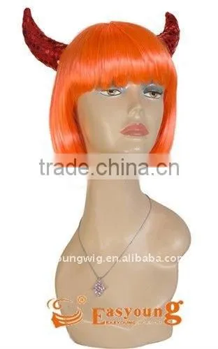 Halloween Festival Wigs for Kids With Horn,yellow Party Wigs photo-3