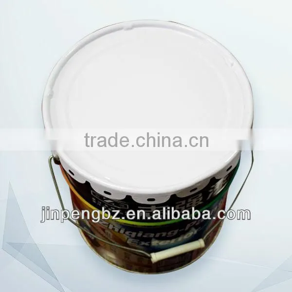 Printed Painting Round Metal Tin Pail With Handle