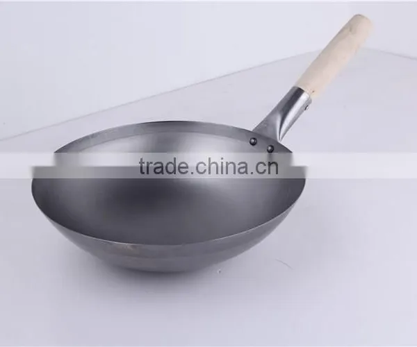 Silvery Wooden Single Handle Wok Kitchen Cookware Set photo-6