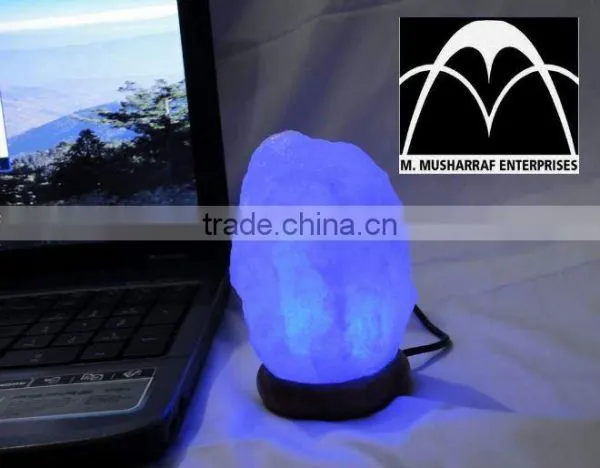 Himalayan Rock Salt USB Tiny BLUE Lamps NATURAL photo-4