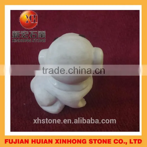 Lovely White Marble Dog Stone Craft Table Decoration photo-3