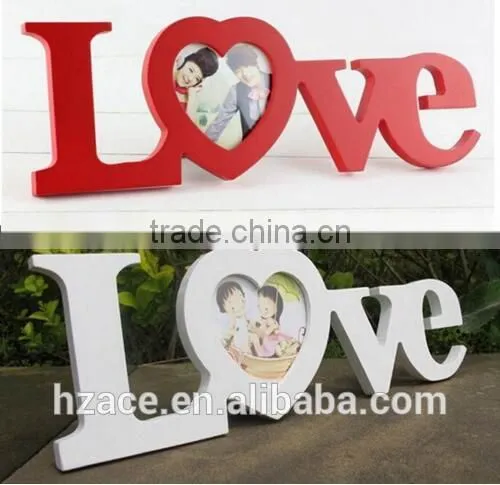 White Red Love Design Wedding Decoration Wooden Photo Frame photo-3