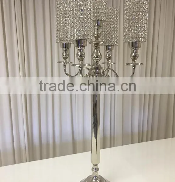 High Quality Black Candelabra With Glass Votive, Black Centerpiece For Wedding photo-5