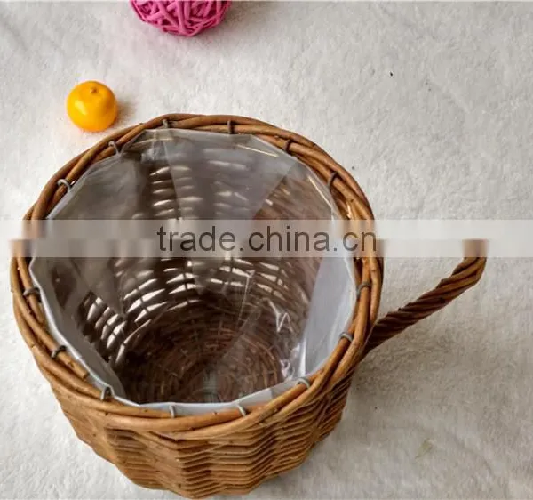 100%Handmade Plastic Lined Plant Basket Baskets for Potted Plants photo-3