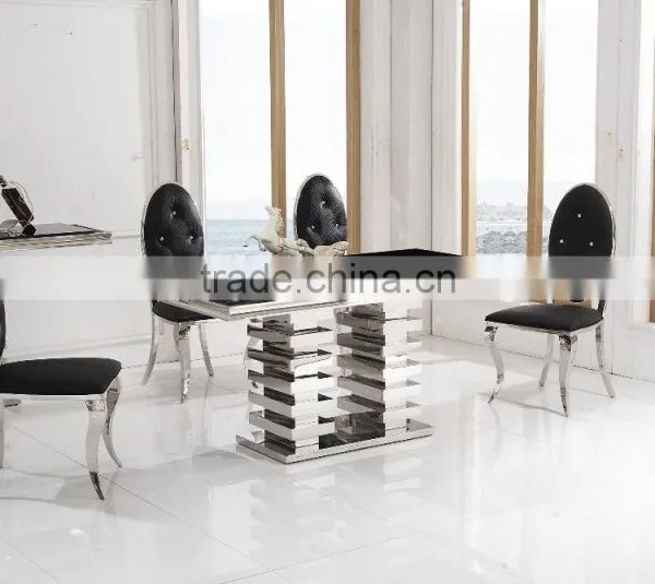Stainless Steel Dining Table Modern Dining Table Tempered Glass Dining Table photo-2