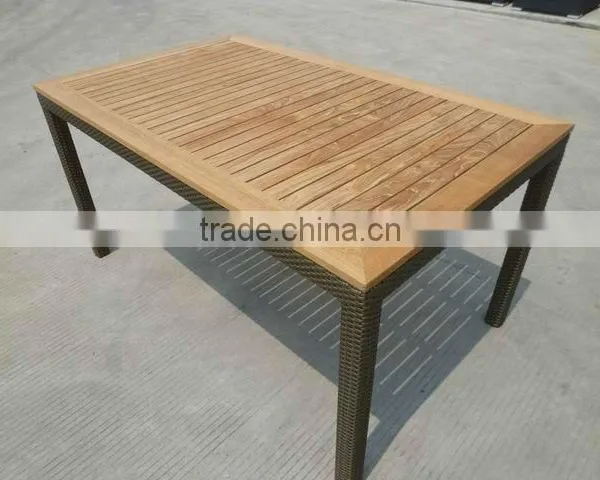 Patio Furniture Outdoor Rattan Teakwood Dining Table Top photo-2