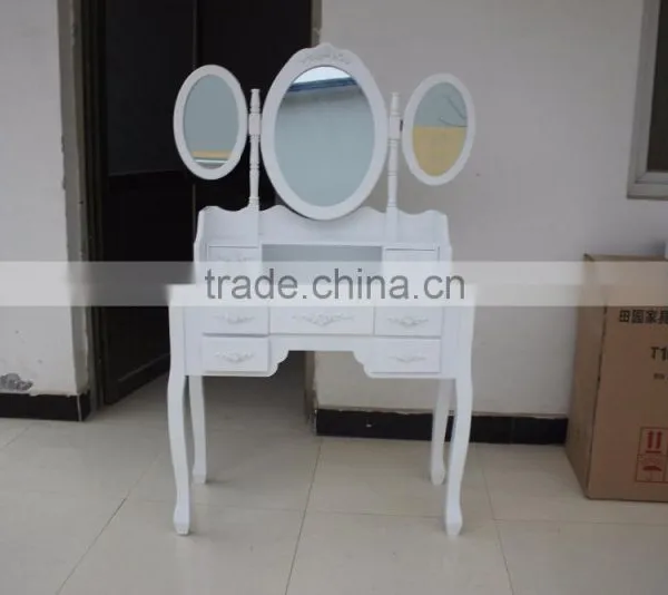 Roundhill Furniture Ashley Wood Make-Up Vanity Table and Stool Set White photo-6