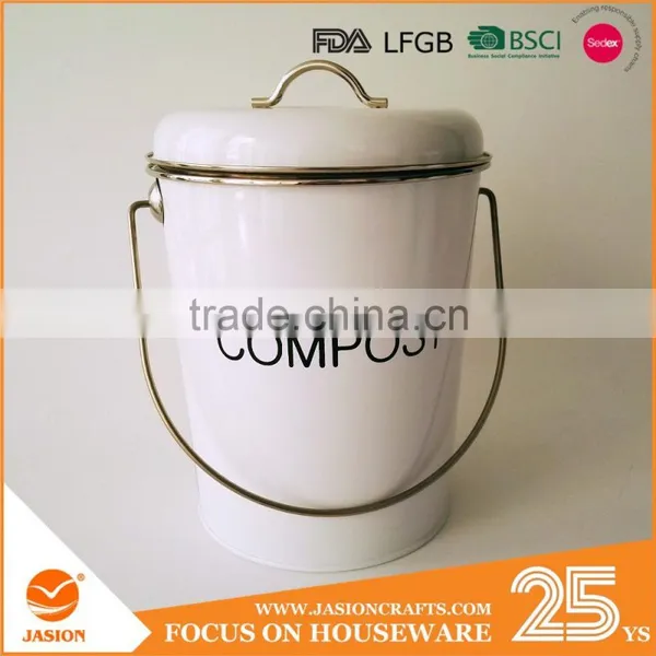 Indoor Powder-coated Steel Compost Food Waste Recycling Caddy Bin Metal Compost Bucket photo-2