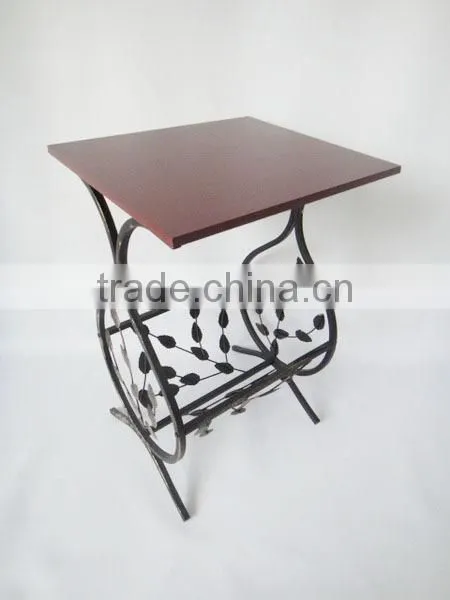New Metal Leaf Design Magazine Table Tempered Wooden Top Coffee Table photo-3