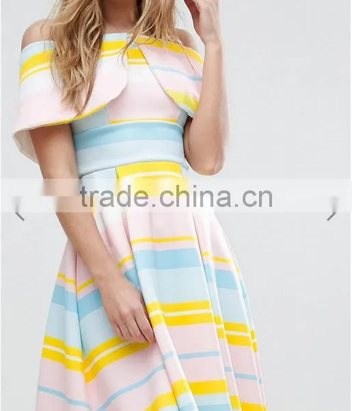 OEM Service Supply Type And Evening / Formal Dresses Type Elegant Evening Dress/ Print Off-shoulder Dress photo-5