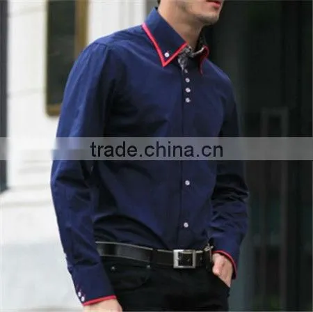 Mens Italian Slim Fit Shirt Contrast Collar Fashion Dress Shirts photo-3