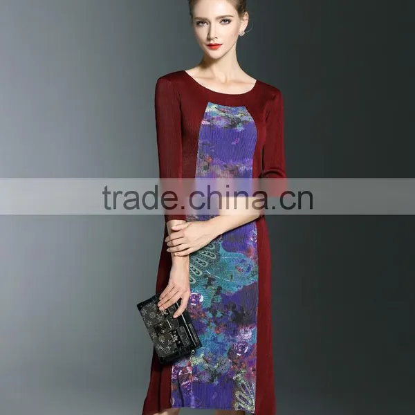 Hot Design Wholesale Women Pleated Tie Dye Maxi Dress photo-2
