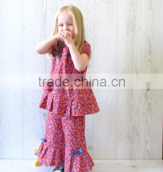 Wholesale Girls Ruffle Pants Sets With Printed Ruffle Boutique Clothing photo-2