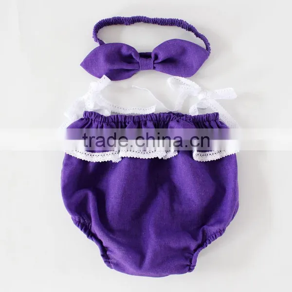 ShiJ Baby Clothes Romper Linen Solid Toddler Girls Outfits Set photo-5