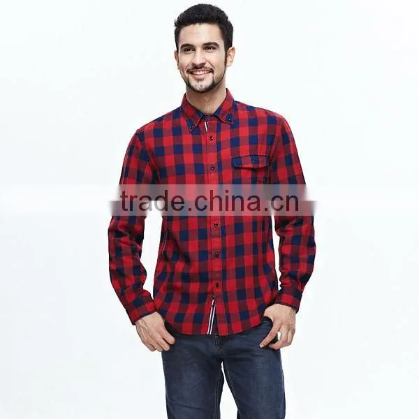 New Arrivel OEM Red and Black Check Flannel Shirt photo-3