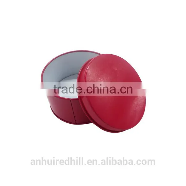 Red Colored High Quality Round Metal Tin Candy Container Wholesale photo-3