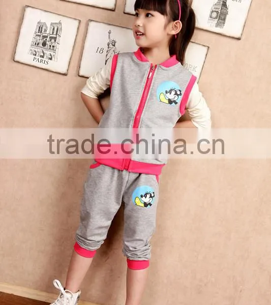 Children Zipper Clothing Wholesale Lovely Girl Suits, Cotton photo-2