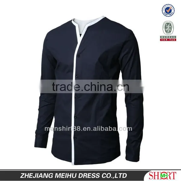 New Style Shirt Design for Men Fashion Clothing Popular Shirt no Collar for Men photo-3