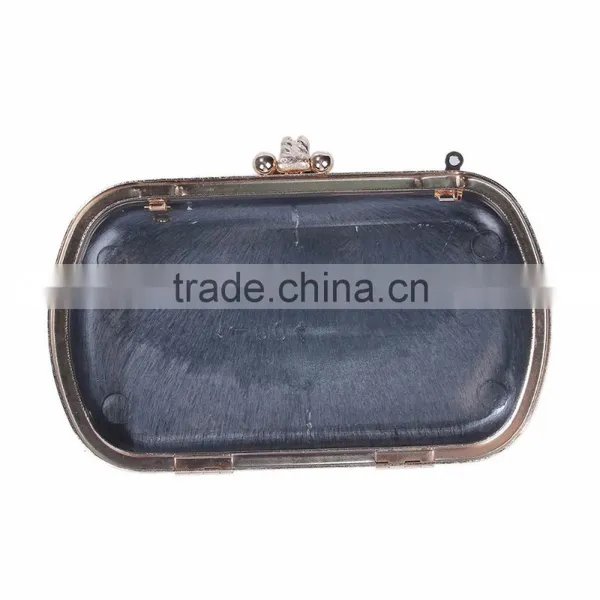Iron Based Alloy Kiss Clasp Purse Frame Flower Clear Rhinestone Gold Plated 16.3cm(6 3/8") x 11cm(4 3/8"), 1 Piece photo-2